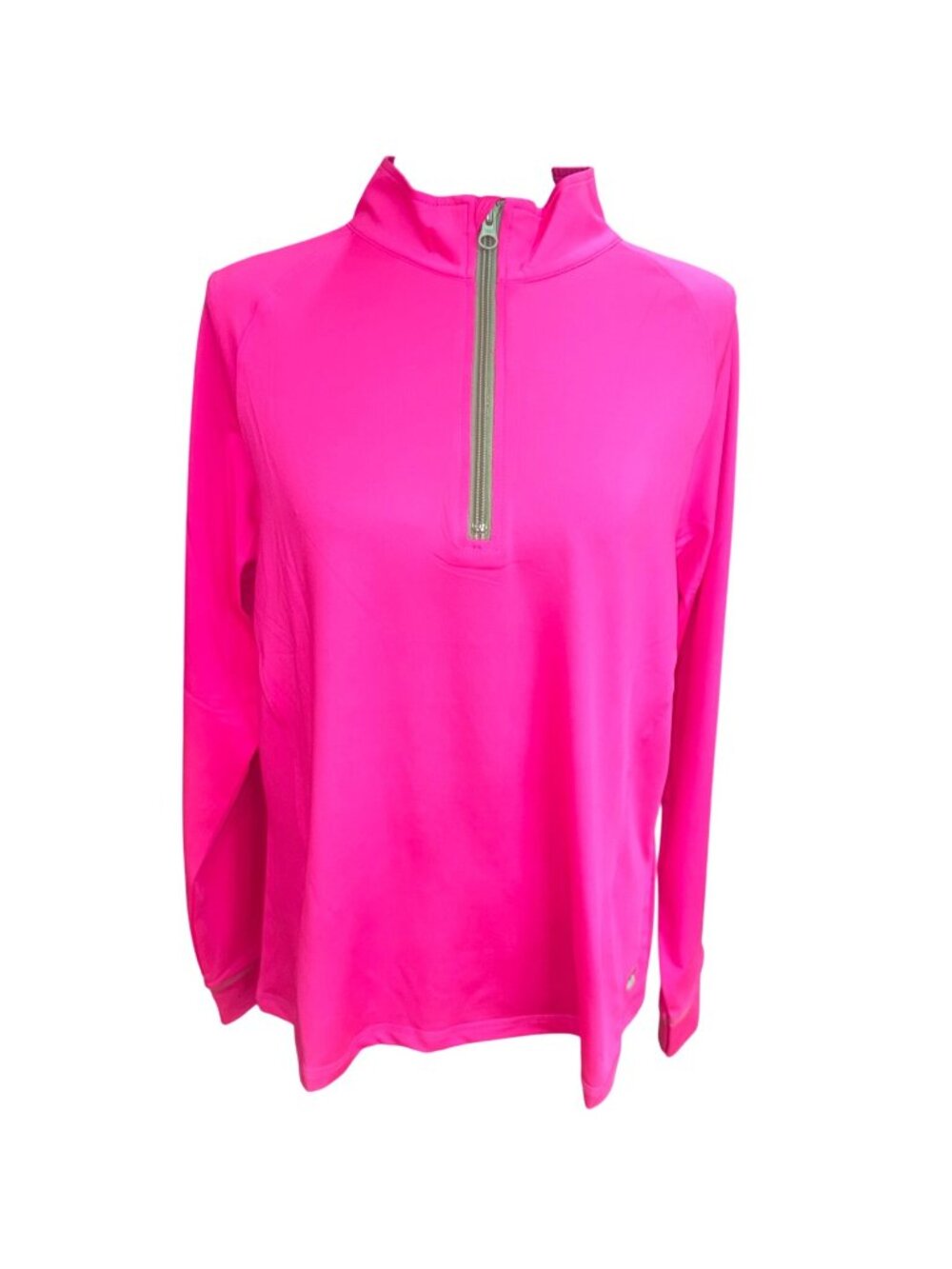 NWT Birdies & Bows Women Hot Pink/Green Quarter Zip Pullover Tennis Golf Shirt L